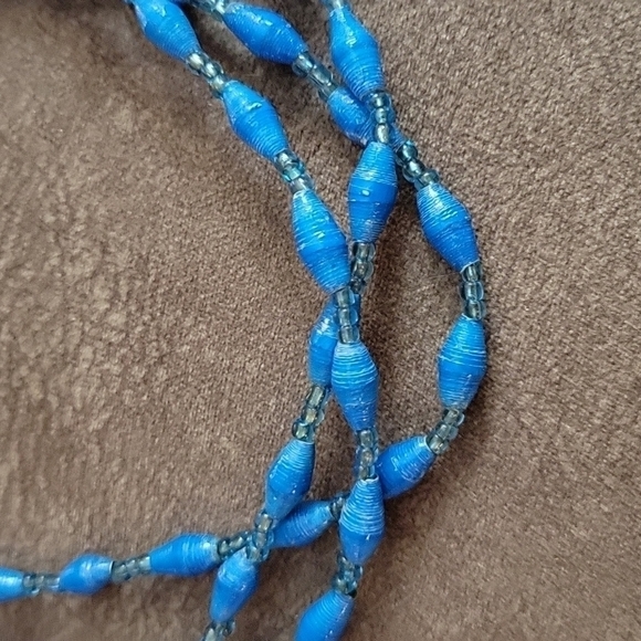 african recycled paper glass beaded long festival Necklace - Picture 2 of 8